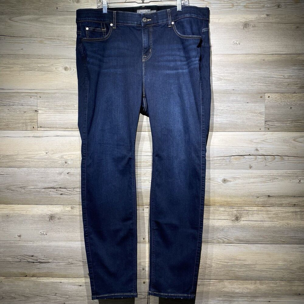 Torrid Bombshell Straight Jeans Women's 22 Tall Dark Wash Elastic Waistband EUC